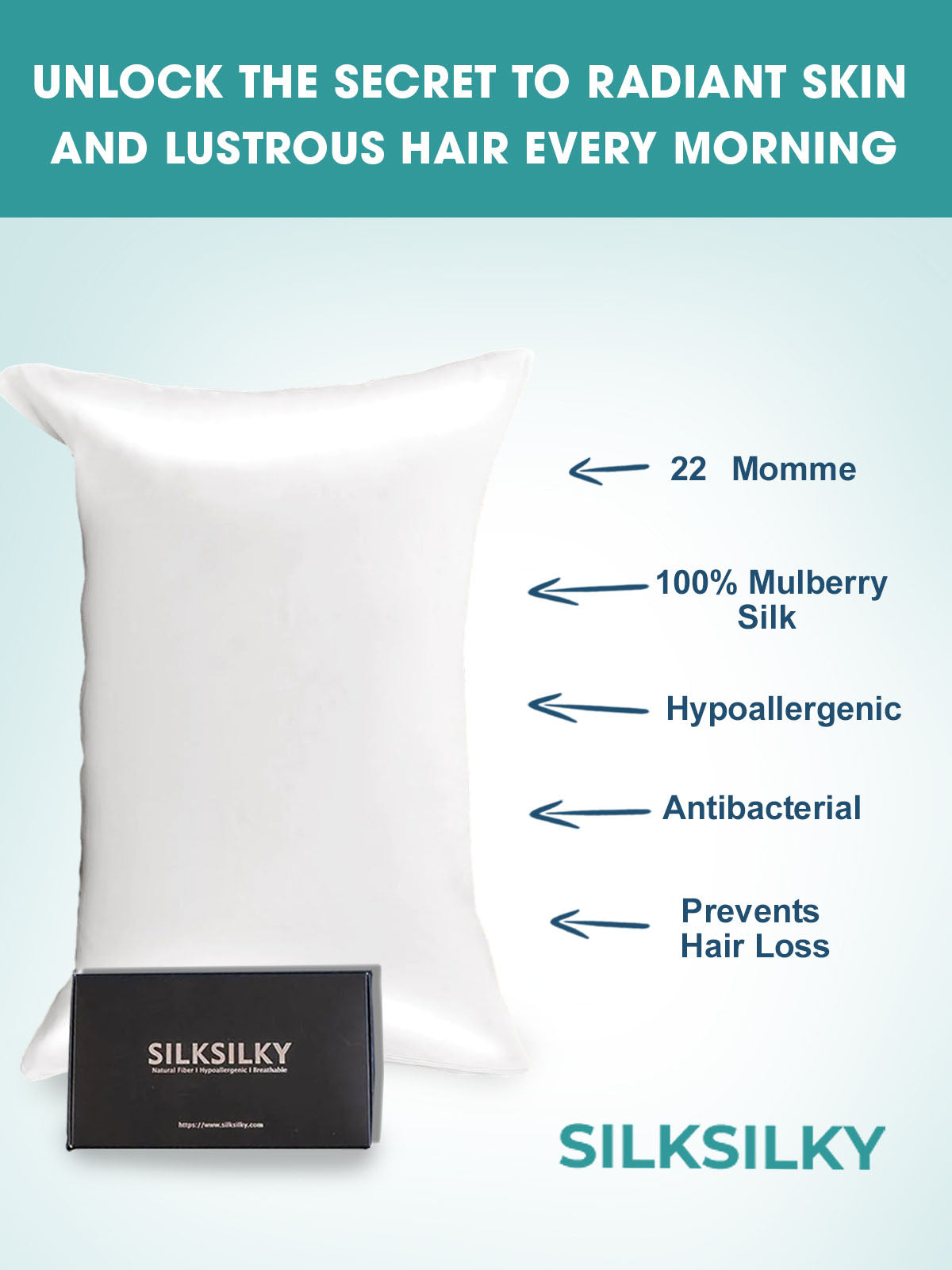 [Hvit] SilkSilky-NO 22Momme Pillowcase 003