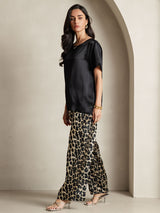 [Multi] SilkSilky-NO Pure Silk Short Sleeve Round Neck Pyjamas for Kvinner 009