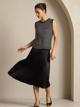 [Svart Stripe] SilkSilky-NO Pure Silk Camisoles 005