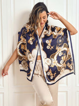 100% Mulberry Silke Printed Vogn Langt rektangulært sjal Skjerf 170x53cm