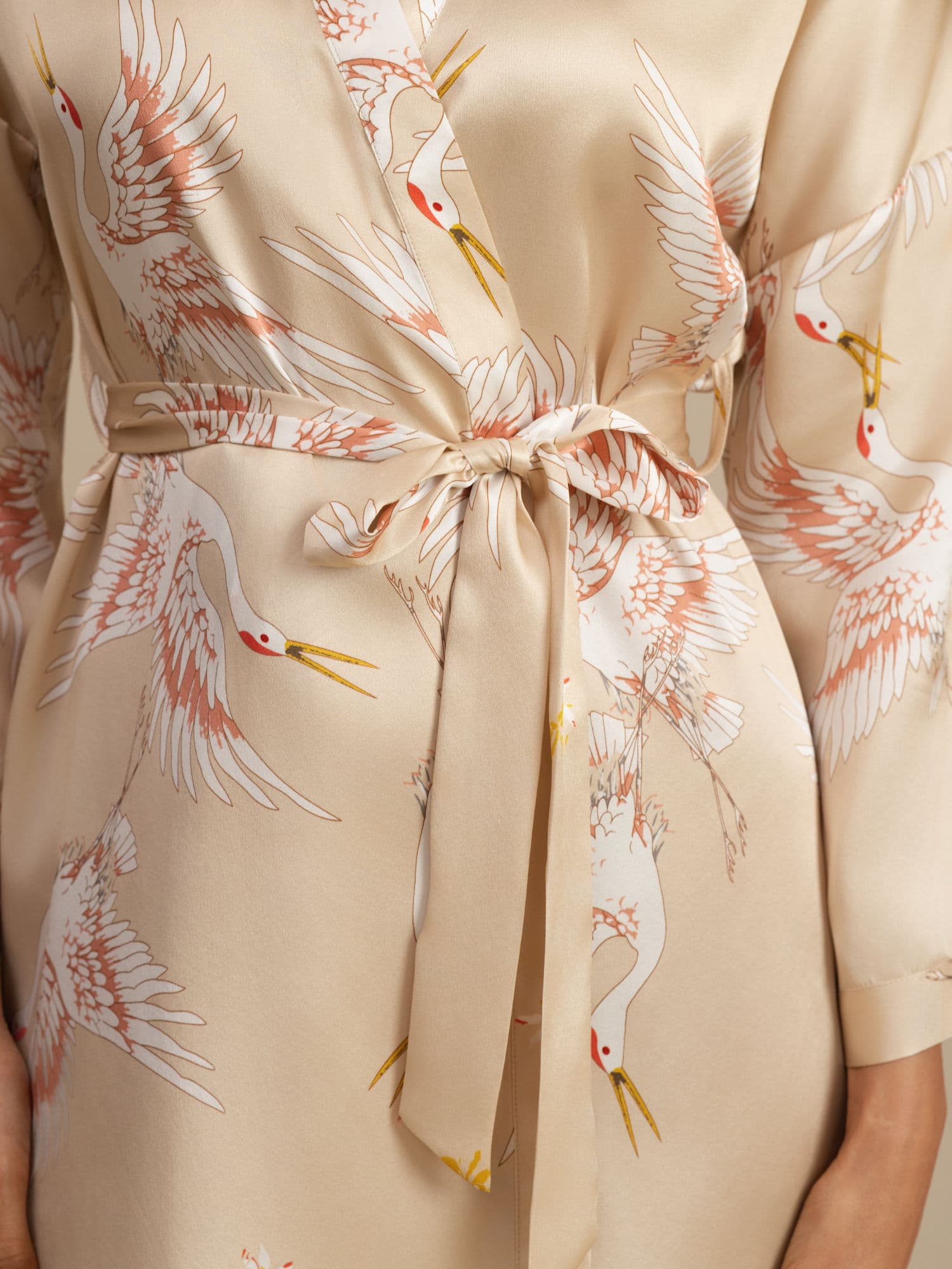 [Champagne] SilkSilky-NO Morgenkåpe for Kvinner 007