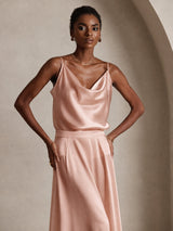 [Toscana] SilkSilky-NO Spaghetti Strap Cowl Neck Camisole Topp 001