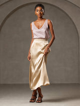[Skyggegrå] SilkSilky-NO Sleeveless V Neck Camisole Topp 006