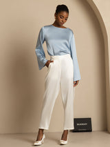 [Hvit] SilkSilky-NO 19Momme Silke Womens Pants 006