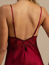 [Vin] SilkSilky-NO Spaghetti Strap Deep V Neck Nattkjole 005