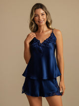 [Mørke blå] SilkSilky-NO Spaghetti Strap V Neck Camisole sett 003