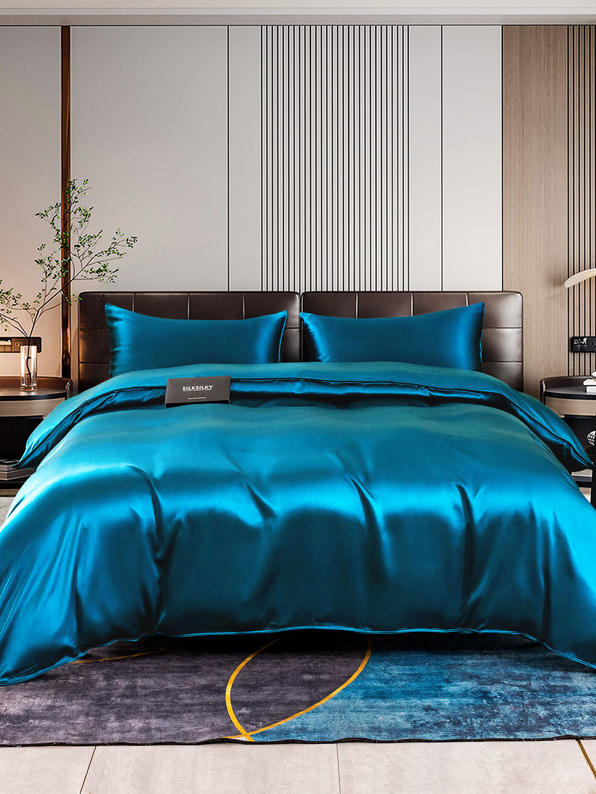 [Blågrønn] SilkSilky-NO 22Momme Bedding Set 001