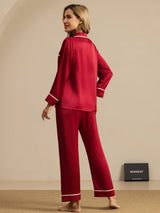 [Vin] SilkSilky-NO Langermet Notchkrage Pyjamas for Kvinner 002