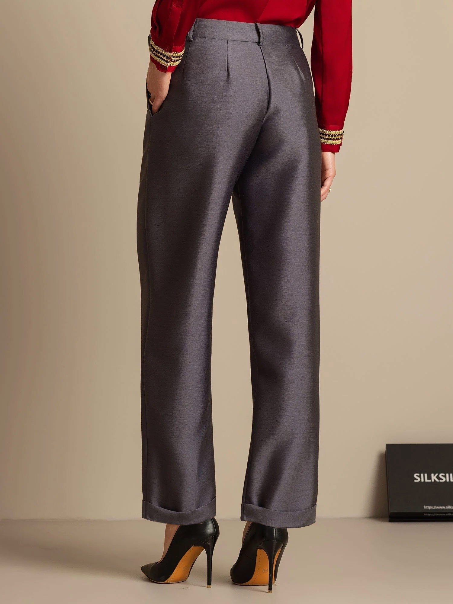[Grå] SilkSilky-NO 32Momme Silke Womens Pants 002