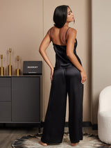 [Svart] SilkSilky-NO Spaghetti Stropp V Hals Camisole sett 002