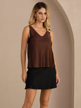 [Kaffe] SilkSilky-NO Sleeveless V Neck Camisole Topp 001
