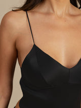 [Svart] SilkSilky-NO Spaghetti Strap V Neck Camisole Topp 004