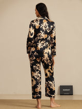 [Svart Drage] SilkSilky-NO Long Sleeve Lapel Collar Pyjamas for Kvinner 002