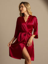 [Vin] SilkSilky-NO 3/4 Sleeve Morgenkåpe for Kvinner 003