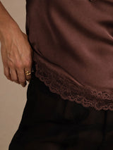 [Brun] SilkSilky-NO V Neck Camisole Topp 005