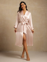 [Rosa] SilkSilky-NO Long Sleeve Morgenkåpe for Kvinner 008