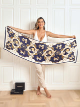 100% Mulberry Silke Printed Vogn Langt rektangulært sjal Skjerf 170x53cm
