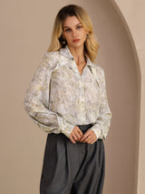 [Salvie Blomst] SilkSilky-NO Long Sleeve Lapel Collar Bluse 003