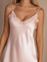 [Rosa] SilkSilky-NO Spaghetti Strap V Neck Nattkjole 004