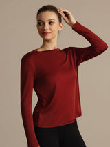 [Brent Murstein] SilkSilky-NO Langermet Tett Crew Neck T-skjorte for Kvinner 004
