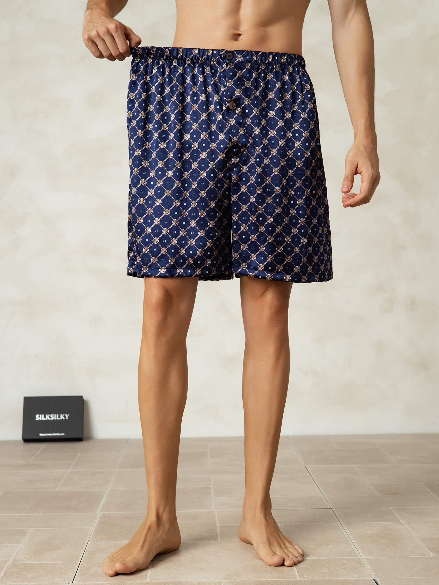 [Marine Kjede] SilkSilky-NO Silke Mens Sleep Bottoms 005,