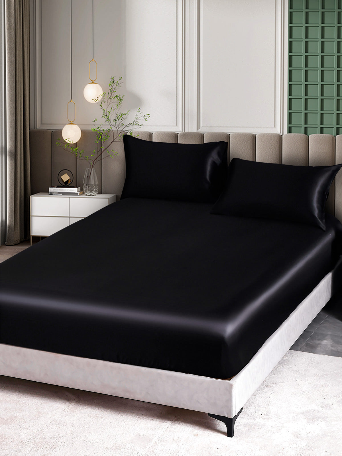 [Svart] SilkSilky-NO 25Momme Bedding Set 001
