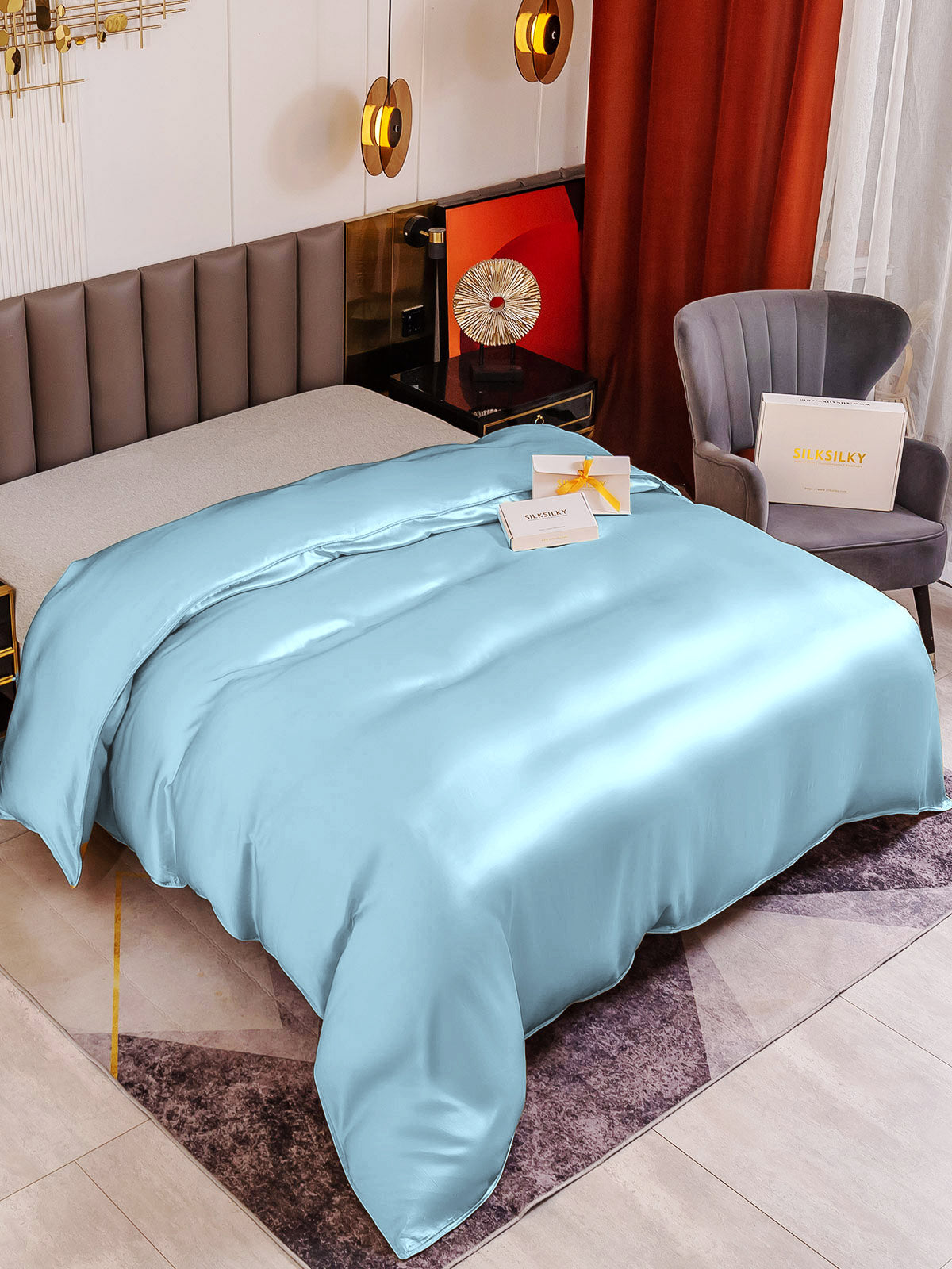 [Lyse Blå] SilkSilky-NO 19Momme Duvet Cover 001