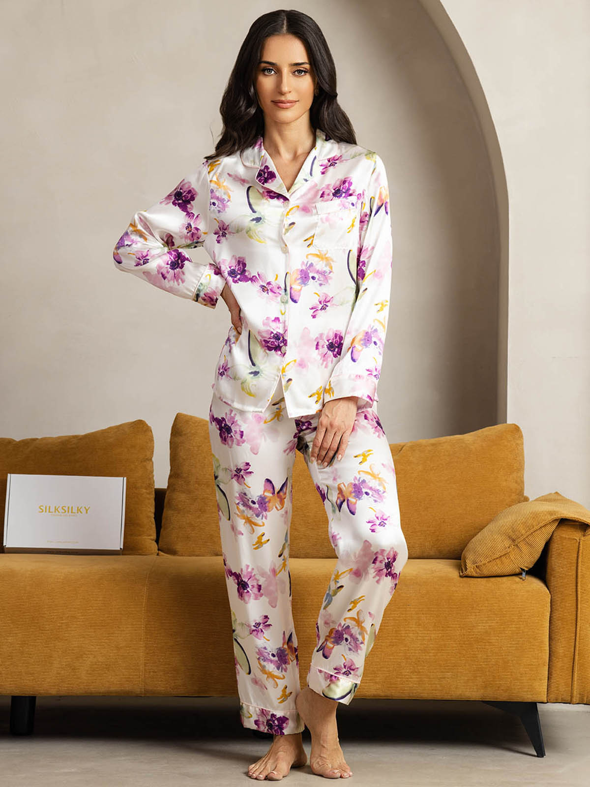 [Akvarellblomster] SilkSilky-NO Womens Pajamas 004