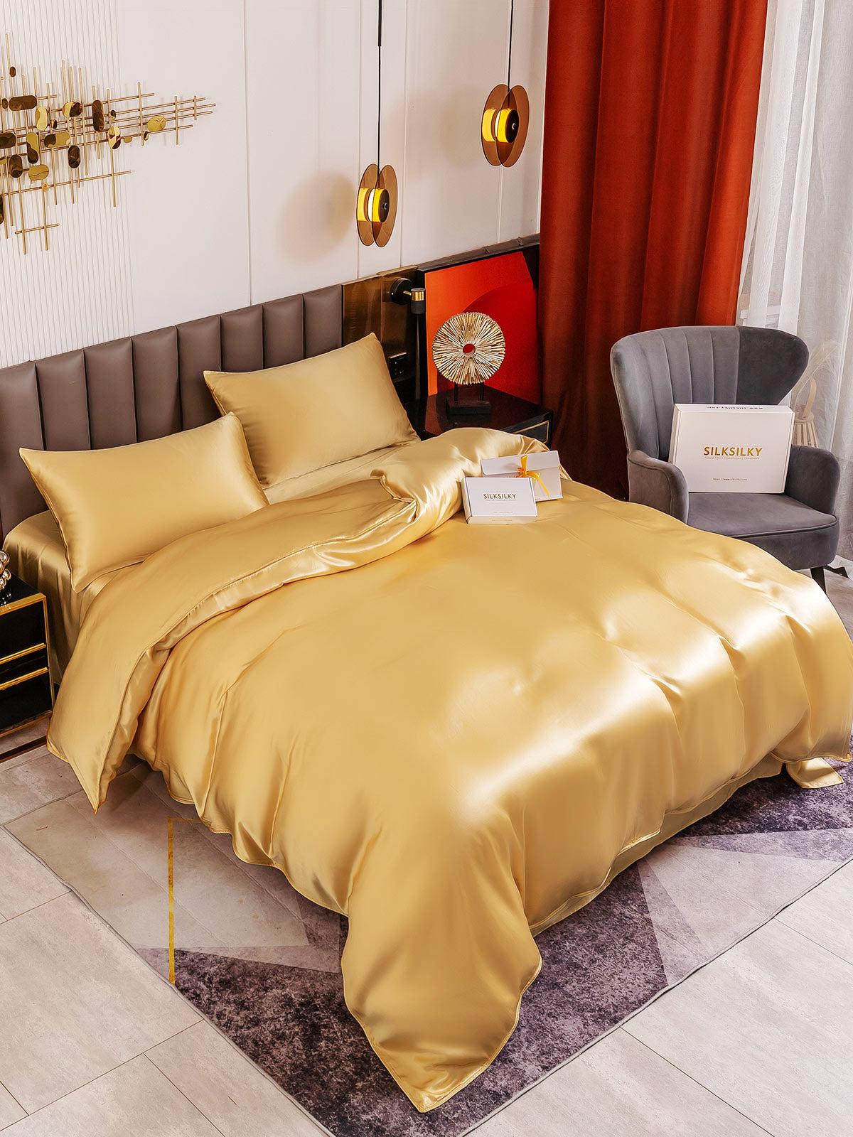 [Champagne] SilkSilky-NO 19Momme Bedding Set 003