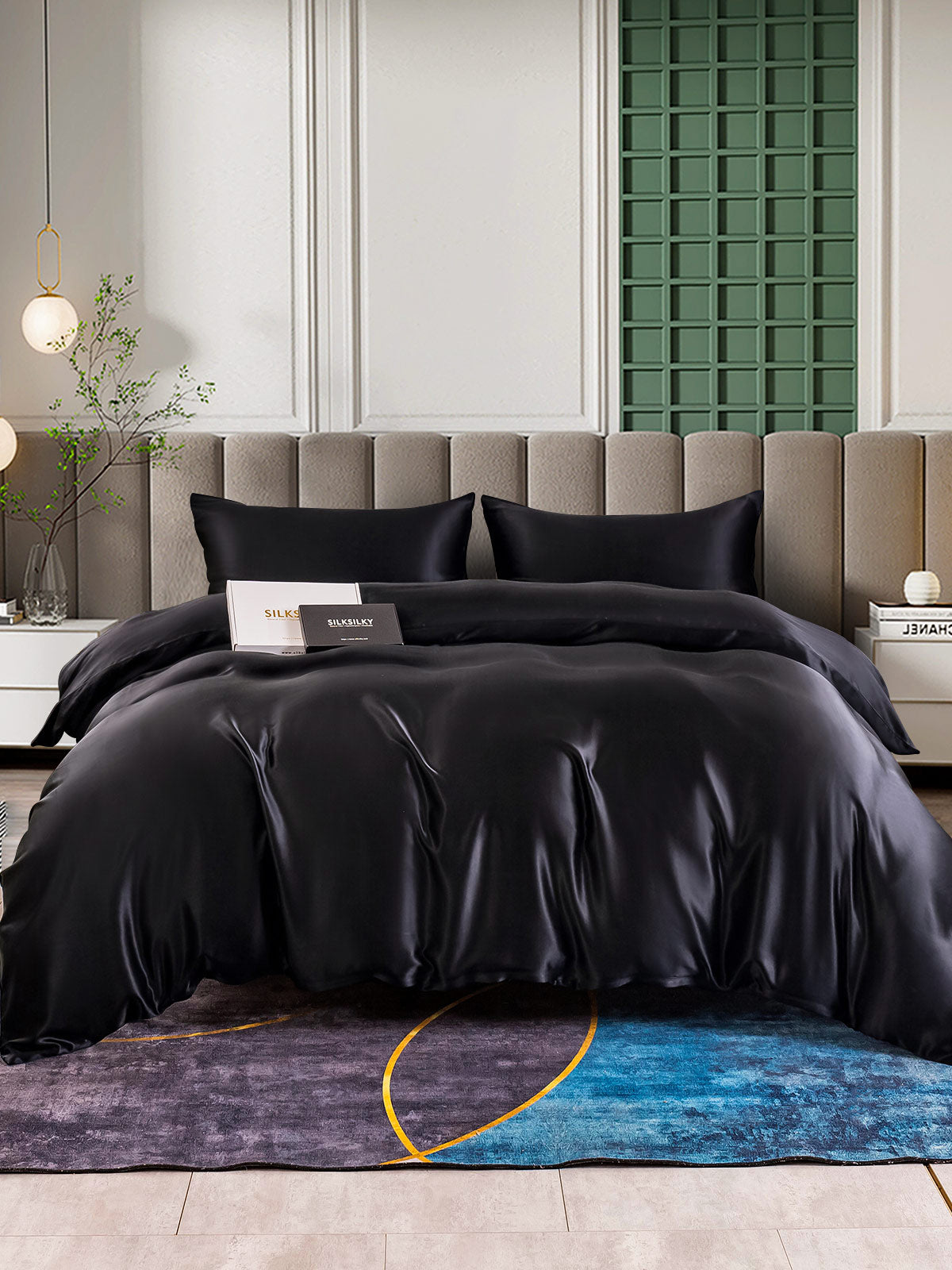 [Svart] SilkSilky-NO 25Momme Bedding Set 001