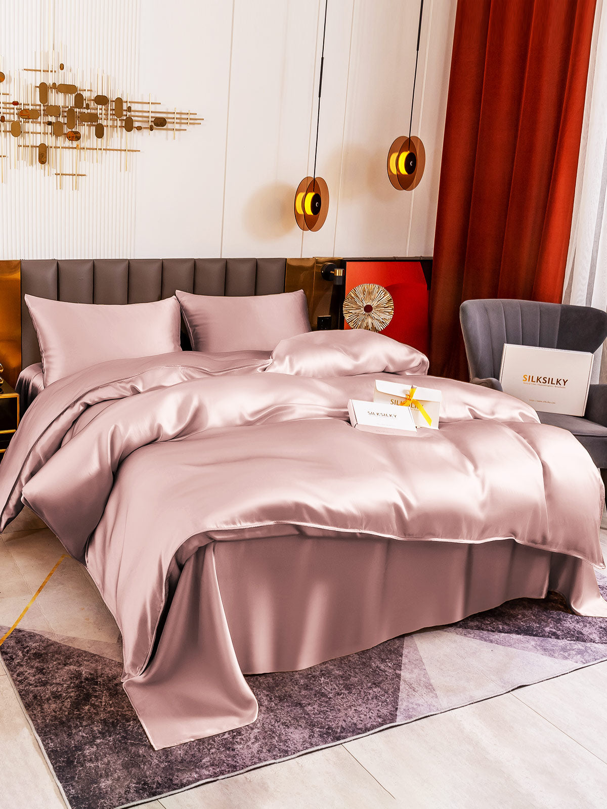 [Blek Mauve] SilkSilky-NO 19Momme Bedding Set 003