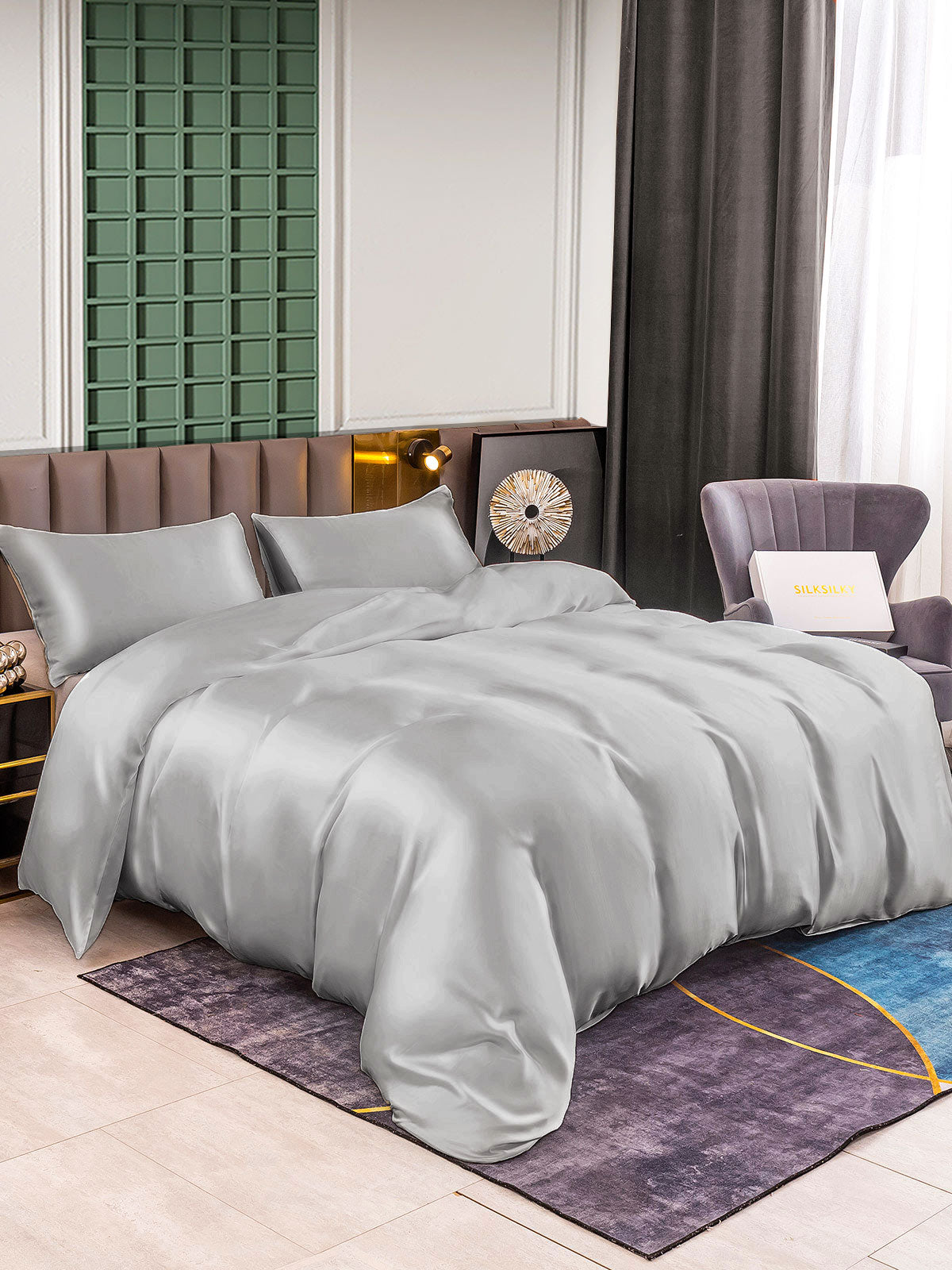 [Sølv] SilkSilky-NO 25Momme Bedding Set 001