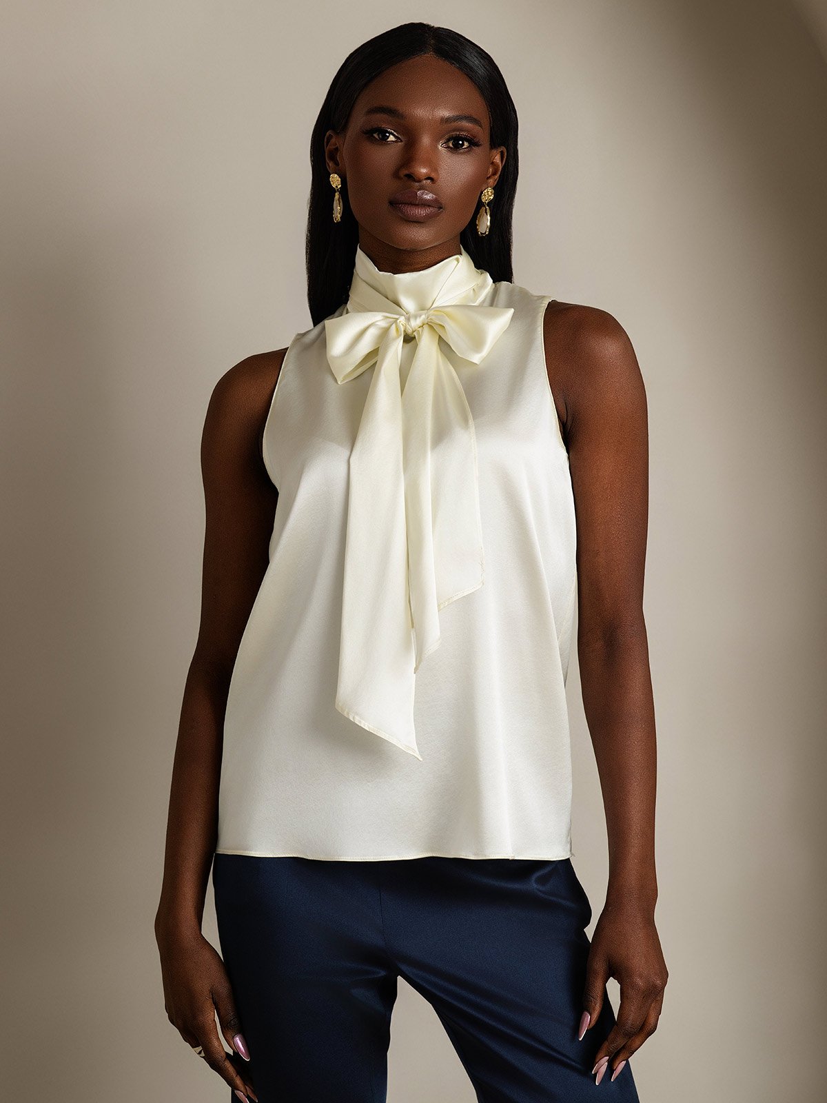 SilkSilky-NO 19Momme Silke Womens Shirt Elfenbein 001