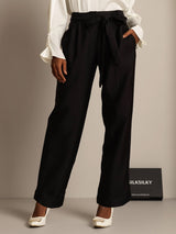 [Svart] SilkSilky-NO 32Momme Silke Womens Pants 006