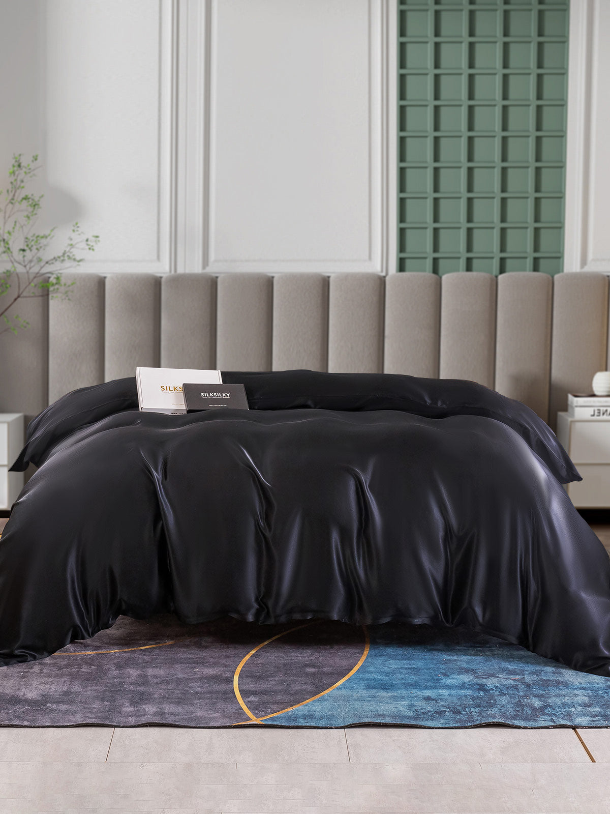 [Svart] SilkSilky-NO 25Momme Duvet Cover 003