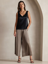 [Svart] SilkSilky-NO Sleeveless V Neck Camisole Topp 006
