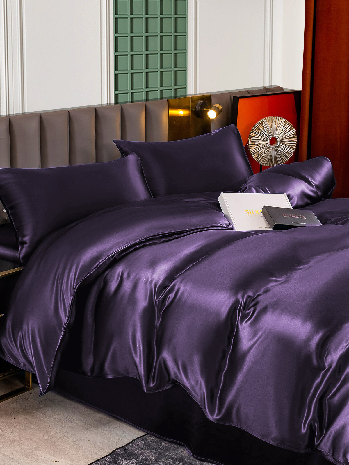 [Mørklilla] SilkSilky-NO 25Momme Bedding Set 005