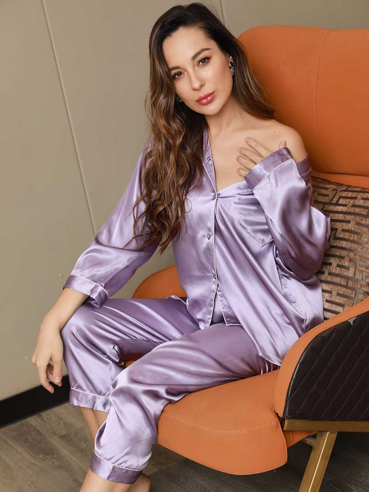 [Lavendel] SilkSilky-NO Womens Pajamas 001