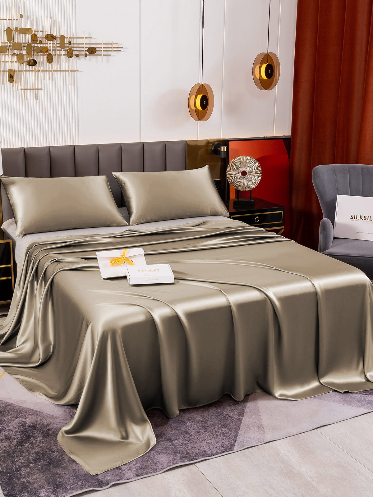 [Kaki] SilkSilky-NO 19Momme Bedding Set 003