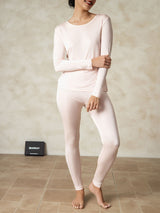 [Lyserosa] SilkSilky-NO Long Sleeve Round Neck Dame Langt Undertøy 004
