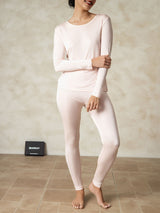 [Lyserosa] SilkSilky-NO Long Sleeve Round Neck Dame Langt Undertøy 004