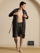[Svart Kjede] SilkSilky-NO Long Sleeve Pyjamas for menn 007