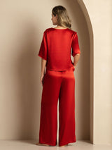[Vin] SilkSilky-NO Halv erme Round Neck Pyjamas for Kvinner 002