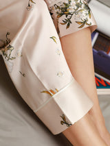 [Lyserosa] SilkSilky-NO Long Sleeve Lapel Collar Pyjamas for Kvinner 007
