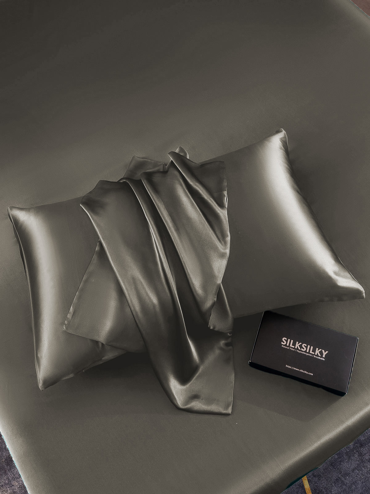 [Mørkegrå] SilkSilky-NO 19Momme Pillowcase 005