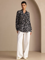 [Sorte Prikker] SilkSilky-NO Long Sleeve Lapel Collar Bluse 005