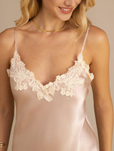 [Rosa] SilkSilky-NO Spaghetti Strap V Neck Kjole 004