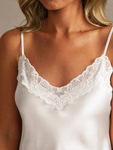 [Hvit] SilkSilky-NO Spaghetti Strap V Neck Camisole sett 004