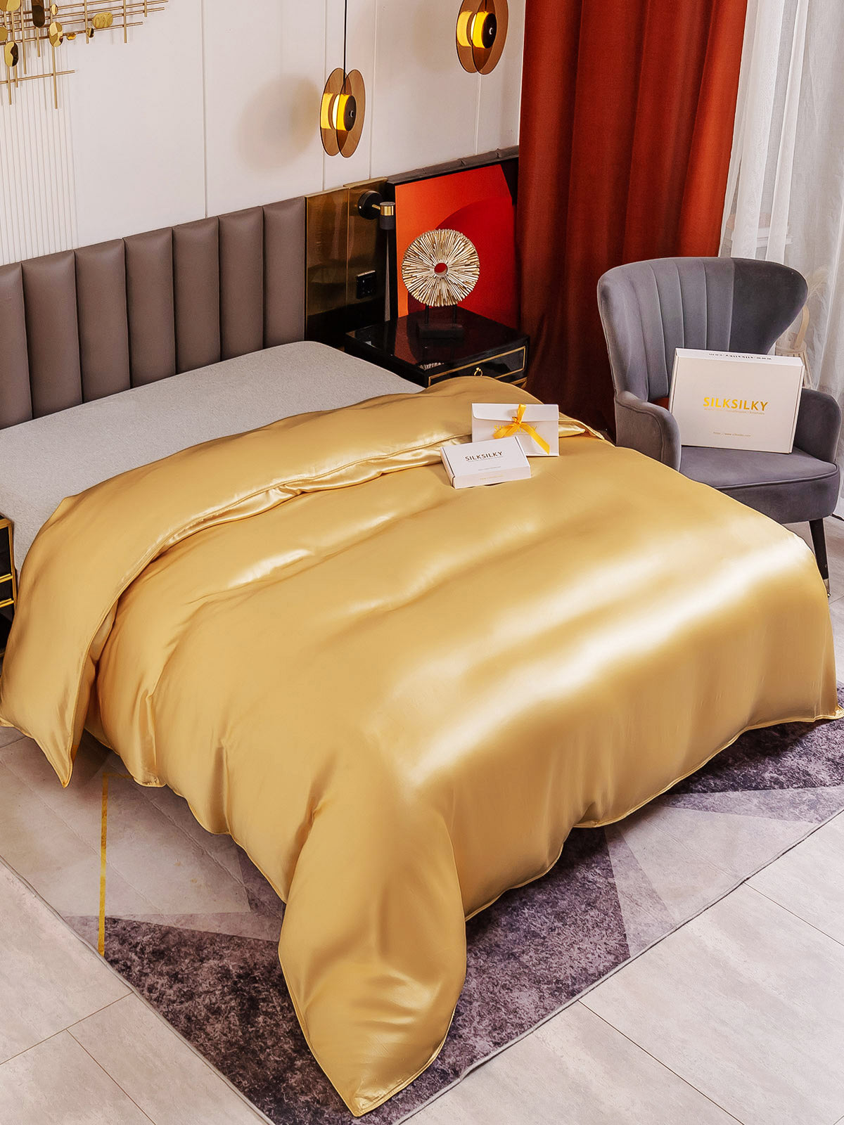 [Champagne] SilkSilky-NO 19Momme Duvet Cover 001