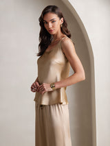 [Champagne] SilkSilky-NO Ermeløs Firkantet Hals Camisole sett 007